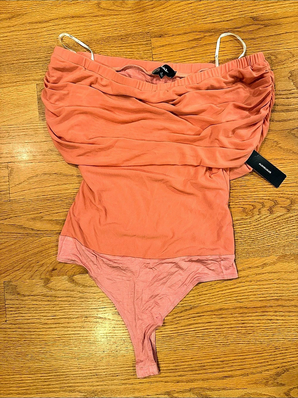 Lulus Ruched thong body suit Pink NWT
